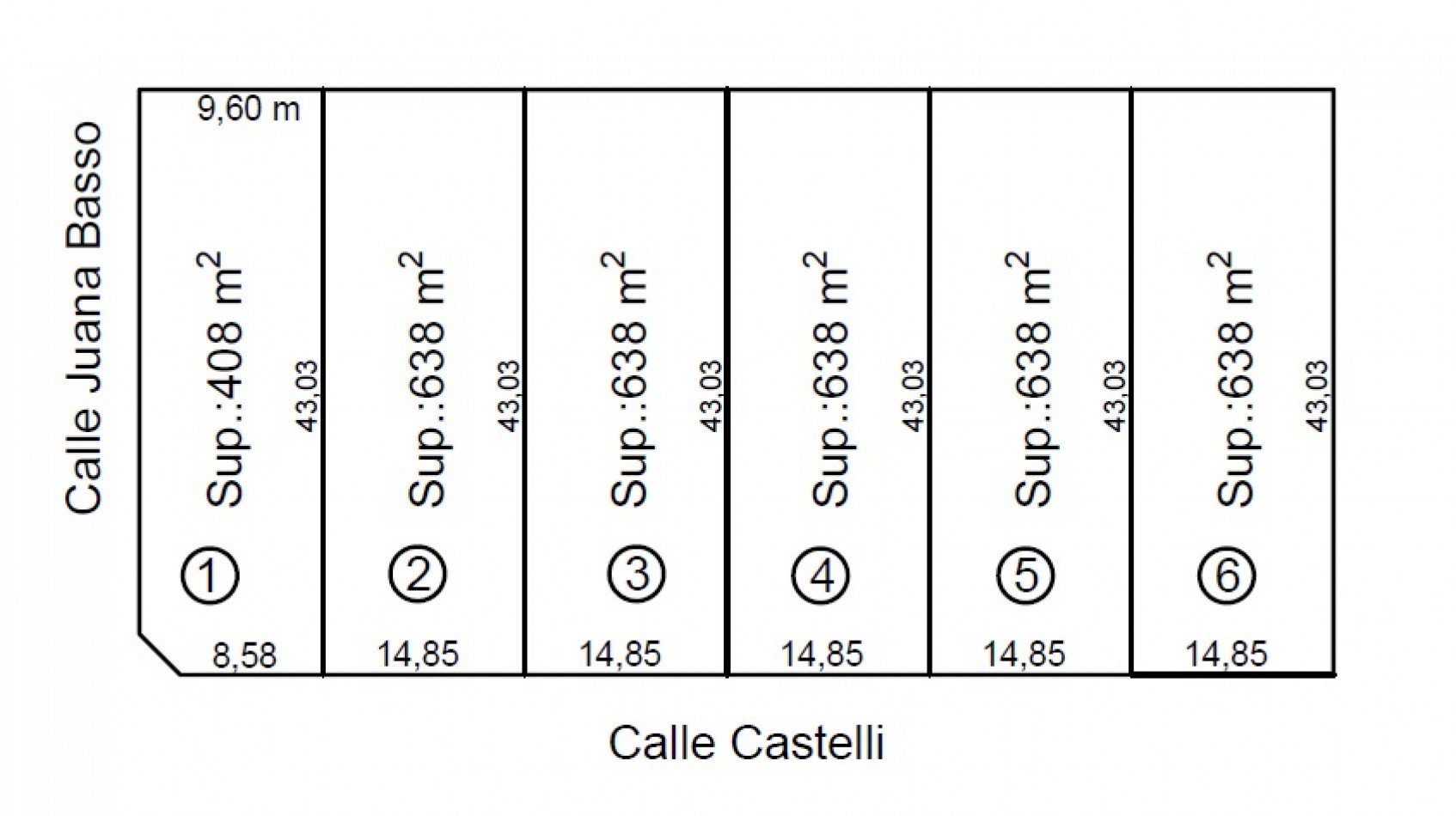 Loteo sobre Calle Castelli